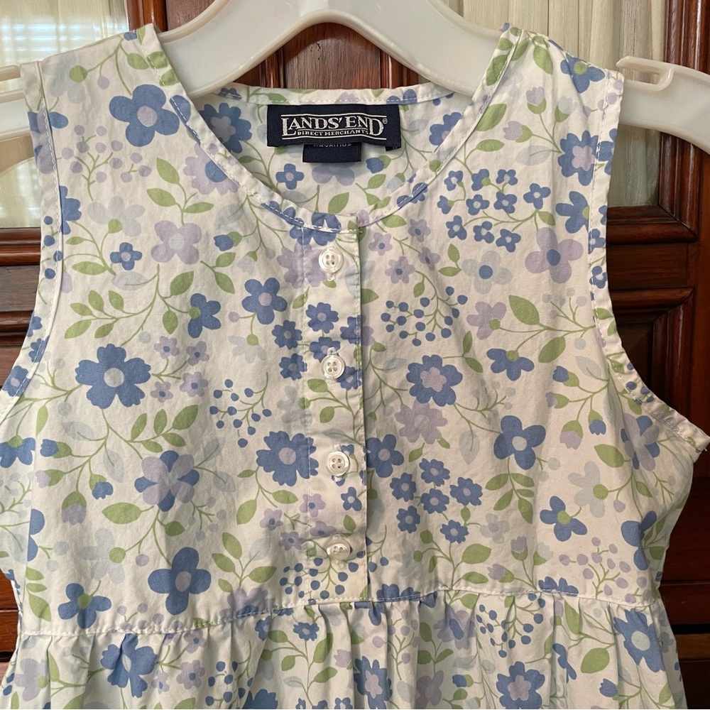 Girls Lands' End Blue Floral Maxi Dress Sz 7 - Picture 3 of 8